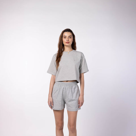 Women's Crop T-Shirt - Grey Melange