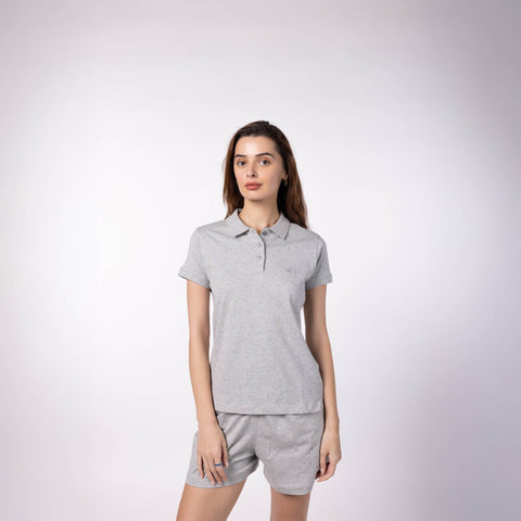 Women's Lounge Polo - Grey Melange