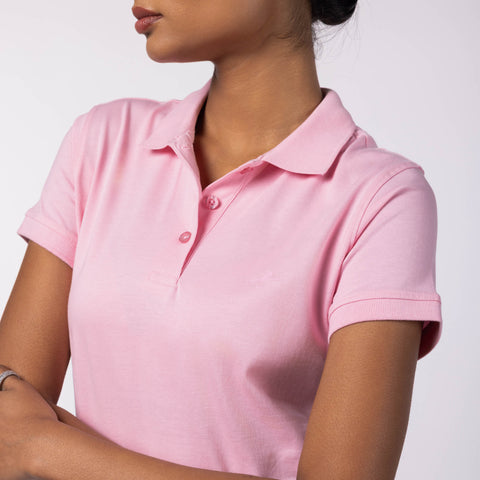 Women's Lounge Polo - Powder Pink