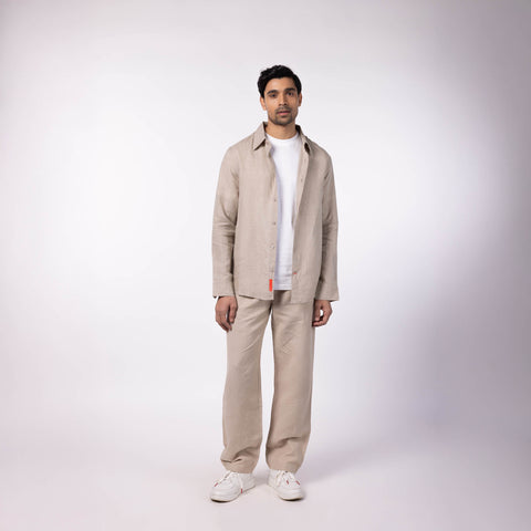 Men's Linen Classic Collar Shirt - Natural
