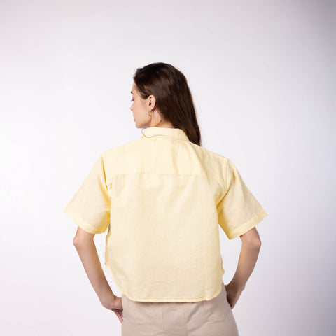 Women's Oversized Crop Shirt - Butter Yellow