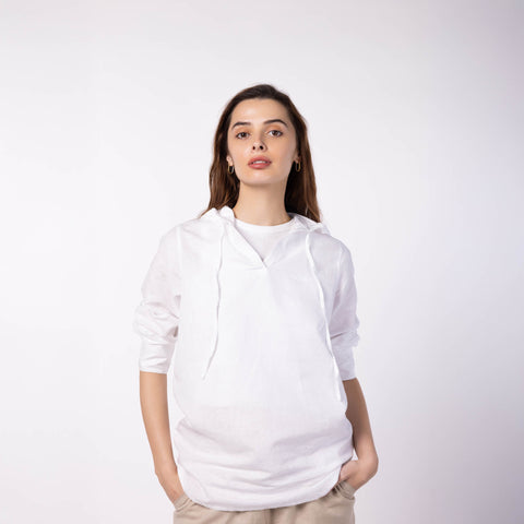 Women's Hooded Shirt - White