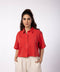 Women's Oversized Crop Shirt - Red