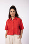 Women's Oversized Crop Shirt - Red