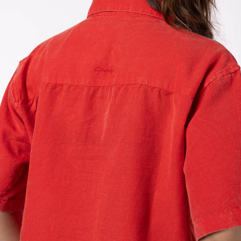 Women's Oversized Crop Shirt - Red
