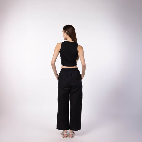 Women's Ribbed Crop Top - Black