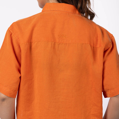 Women's Oversized Crop Shirt - Pumpkin