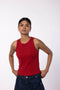 Women Ribbed Tank Top- Red