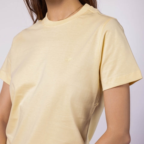 Women's Round Neck Gold Finish T-Shirt - Butter Yellow