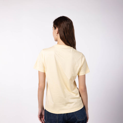 Women's Round Neck Gold Finish T-Shirt - Butter Yellow