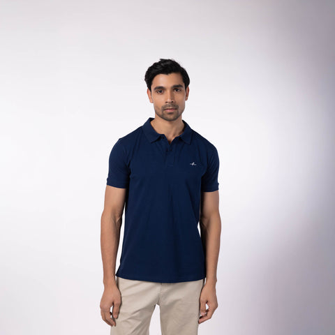 Men's Pique Polo - Dark Blue