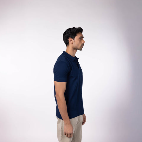 Men's Pique Polo - Dark Blue