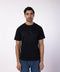 Men's French Terry Printed Round Neck T-Shirt - Black