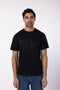 Men's French Terry Printed Round Neck T-Shirt - Black