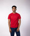 Men's French Terry Printed Round Neck T-Shirt - Red