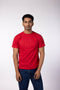 Men's French Terry Printed Round Neck T-Shirt - Red
