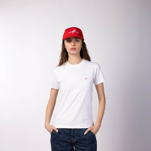 Women's Round Neck Gold Finish T-Shirt - White