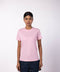 Women's Round Neck Gold Finish T-Shirt - Powder Pink