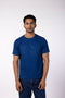 Men's French Terry Printed Round Neck T-Shirt - Dark Blue