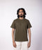 Men's French Terry Printed Round Neck T-Shirt - Olive