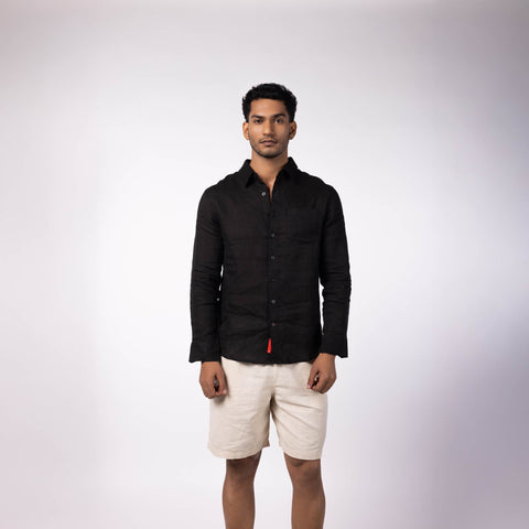 Men's Linen Blend Shorts - Beige