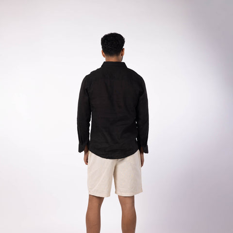 Men's Linen Blend Shorts - Beige