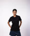 Women's Round Neck Gold Finish T-Shirt -  Black