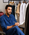 Men's Linen Classic Collar Shirt - Navy Blue