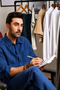 Men's Linen Classic Collar Shirt - Navy Blue