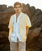 Unisex Half Sleeves Notch Collar Shirt- Butter Yellow