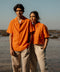 Unisex Half Sleeves Notch Collar Shirt- Pumpkin