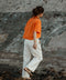 Women's Oversized Crop Shirt - Pumpkin