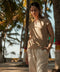 Women's Flat Knit Sleeveless Polo T-Shirt - Beige