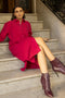 Women's Cotton Melange Dress Shirt - Maroon