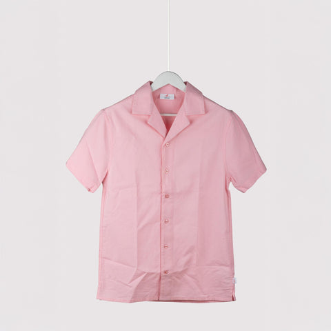 Unisex Half Sleeves Notch Collar Shirt- Powder Pink