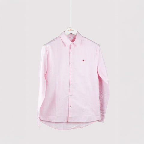 Cotton Oxford Stripe Shirt - Pink