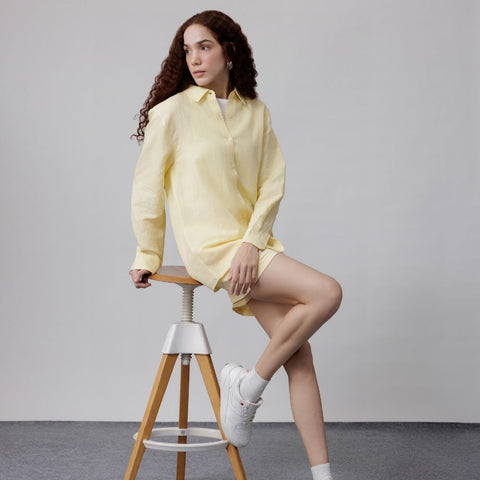 Women's Linen Classic Collar Shirt - Butter Yellow