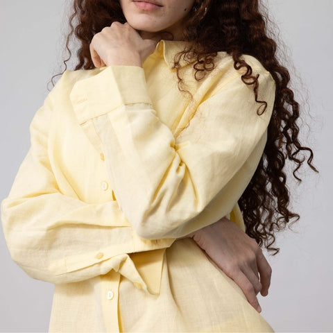 Women's Linen Classic Collar Shirt - Butter Yellow