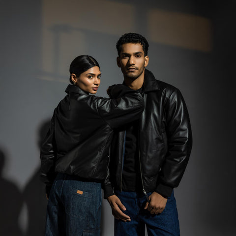 Leather Reversible Jacket - Black