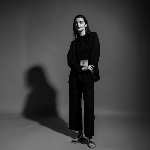 Women's Linen Classic Collar Shirt - Black
