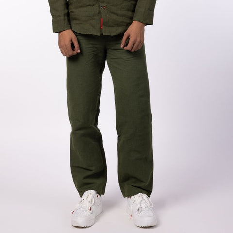 Men's Linen Blend Drawstring Pants - Olive