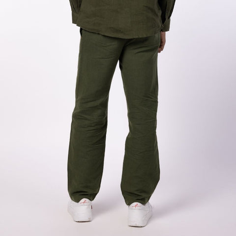 Men's Linen Blend Drawstring Pants - Olive