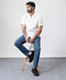 Unisex Half Sleeves Notch Collar Shirt- White