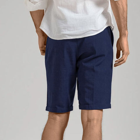 Men's Linen Baggy Shorts - Navy Blue