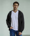 Men's French Terry Back Print Hoodie - Black