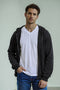 Men's French Terry Back Print Hoodie - Black