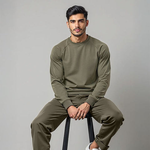Men's French Terry Raglan Sleeve Sweatshirt - Olive
