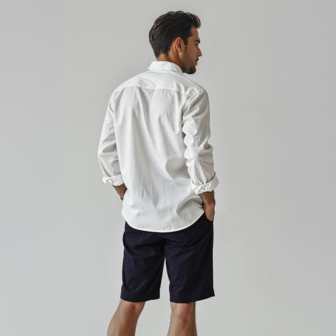 Men's Linen Classic Collar Shirt - Dawn Blue