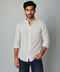 Men's Linen Mandarin Collar Shirt - Dawn Blue