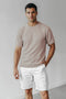 Men's Flat Knit Roundneck T-Shirt - Beige